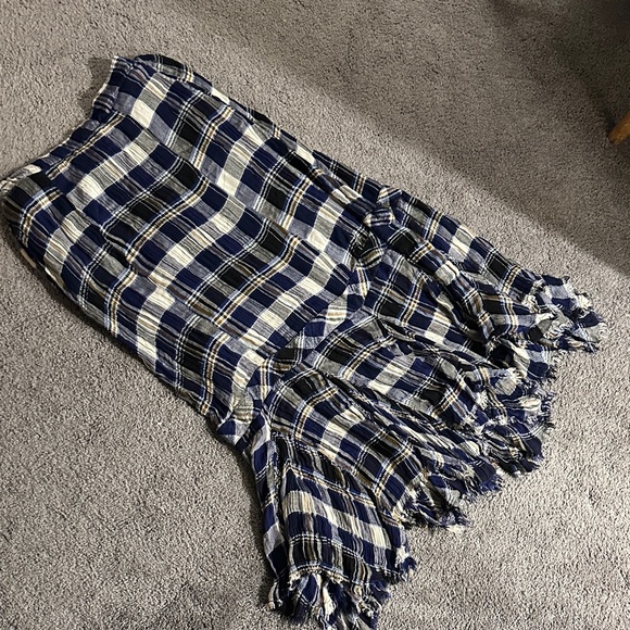 Free People Dresses & Skirts - Free People Blue and White Asymmetrical Plaid Skirt